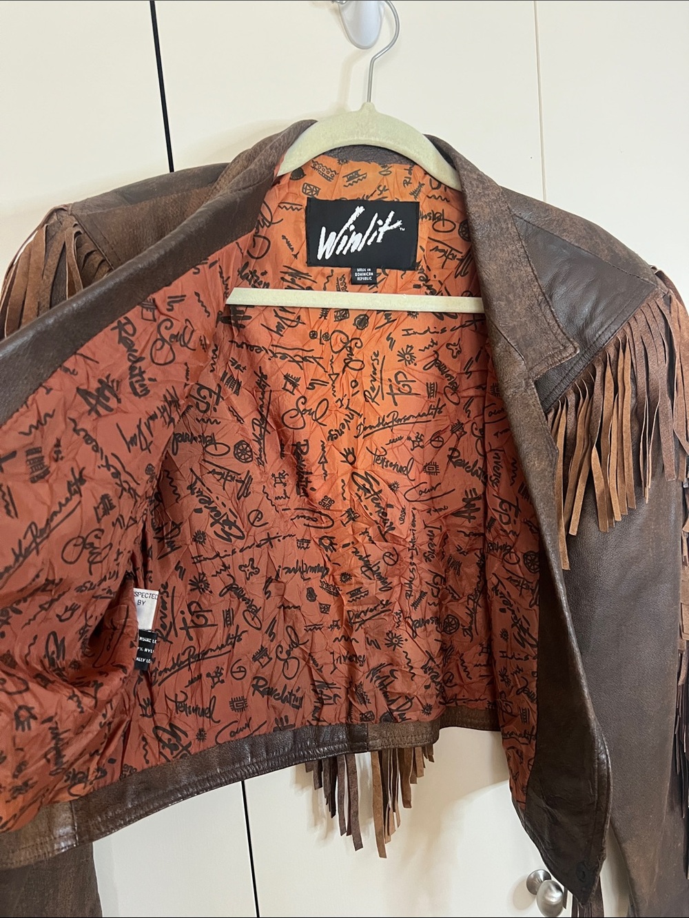 Vintage-Inspired Women's Brown Leather Fringe Jacket by Winlit - Picture 2 of 5